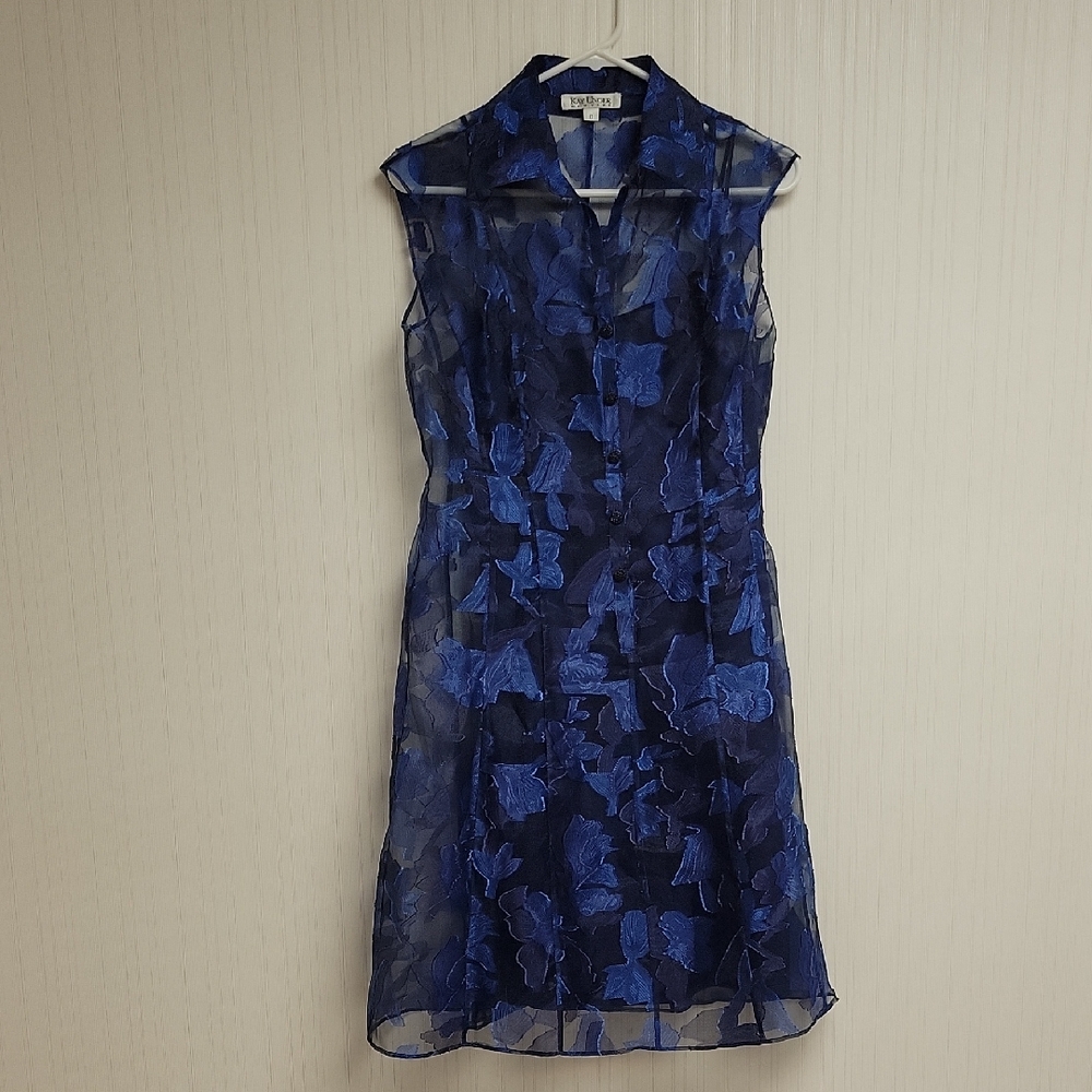 Kay Unger Royal Blue Floral Midi Dress